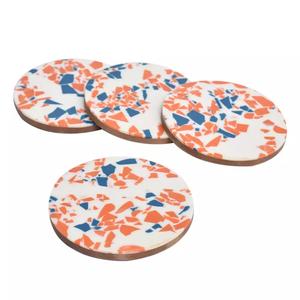 Haute qualité classique Terrazzo Design bois et résine sous-verres tasse à thé sous-verre tapis pour cuisine pierre matériel tasse à boire tampons - Product Image 2