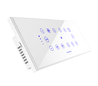 Sistema de Control de Iluminación Inalámbrico Inteligente Fox Domotics con WiFi y NFC, Panel Táctil Remoto, 3 Luces, 1 Ventilador, 1 Regulador de Intensidad - Compatible con Google Home/Alexa