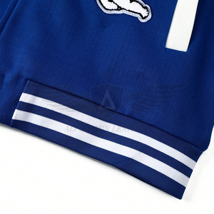 En diferentes diseños Cómodo Diseño único Azul y blanco Bloque de color Carta Parcheado College Baseball Varsity Chaquetas - Product Image 4