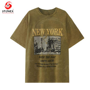 Custom DTG Printed Graphic Heavyweight T-shirt Acid Wash Neck <b>Tshirt</b> Boxy Oversized Vintage Box Fit Tee - Product Image 6