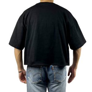 2025 Men's Blank Boxy Raw Hem Tshirt Streetwear Oversized 100% Cotton Drop Shoulder Loose <b>Fit</b> <b>Cropped</b> Printed <b>T</b>-<b>Shirt</b> for Men - Product Image 4