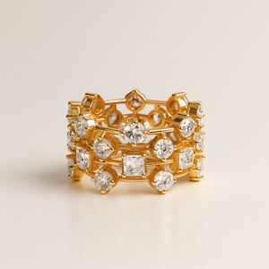 Lovers Gold-Plated <b>Brass</b> <b>Ring</b> IGI Certified Fine Jewelry Trendy Luxury Cut Diamond <b>Ring</b> - Product Image 5