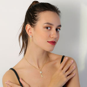 Plume Conception Zircon Pierre Rectangle Creux Charme Collier En Gros 925 Bijoux En Argent Sterling - Product Image 4