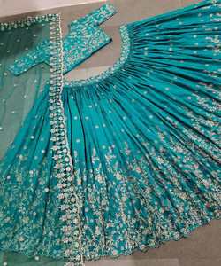 Fantaisie georgette séquence travail lehenga choli avec dupatta vêtements de fête prix de gros vêtement ethnique surat fabrication apparelgarment - Product Image 6