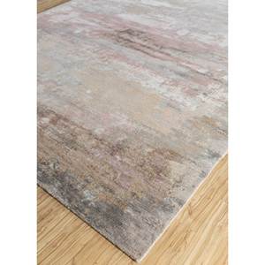 Alfombra Kavi Gris y Negra Anudada a Mano de Lana y Seda de Bambú con Diseño Teoría del Caos, Alfombra Rectangular Afelpada para Pasillo/Habitación - Esk-356 - Product Image 2