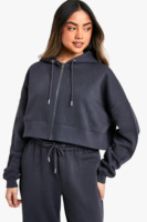 Ensemble deux pièces pour femme : sweat à capuche court uni et pantalon de jogging large, style streetwear sportif, en polyester/coton