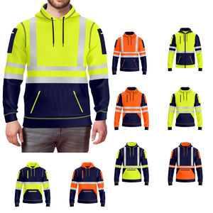 Sweat-shirts à capuche de travail haute visibilité personnalisés de qualité supérieure pour hommes, avec fermeture éclair, respirants, durables, en polyester, grandes tailles - Product Image 6