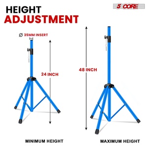 5 Core Speaker Stand <b>Tripod</b> Pair Heavy Duty Adjustable 48 Universal Mount for PA DJ Studio w Bag - Product Image 2