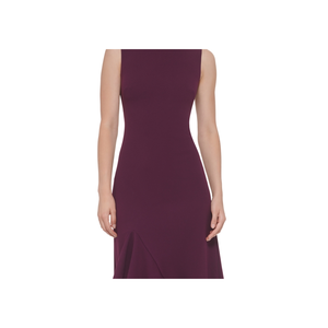 Abito da donna Vince Camuto color prugna senza maniche, comodo modello a tubino in crêpe con volant frontale e vita naturale, taglia 12 - Product Image 5