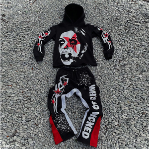 Sudadera con capucha y cremallera de algodón de alta calidad para hombre, chándal con cremallera inferior, conjunto de dos piezas con estampado personalizado de talla grande para primavera OEM - Product Image 6
