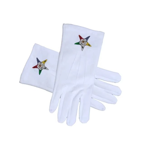 Gants à main maçonniques en coton brodé avec logo personnalisé unisexe extensible symbole de l'étoile de l'Est doux et respirant pour les services de l'église - Product Image 5