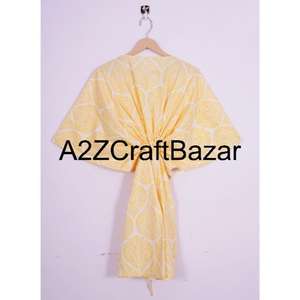 Caftán Corto de Algodón con Estampado Floral para Mujer, Vestido de Playa Bohemio, Holgado, Transpirable y Cómodo para el Verano - Product Image 5