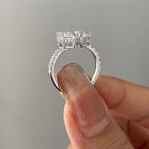 ดีไซน์หินสองก้อนรูปลูกแพร์และมรกตแบบ3.09TCW VVS Moissanite หมั้น Ring10K ทองคำ14K 18K - Product Image 4