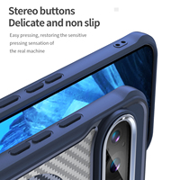 Nueva Funda Trasera Magnética Antigolpes de TPU+PC con Diseño de Armadura Semitransparente de Fibra de Carbono Cepillada y Marco Metálico para Lente Estéreo