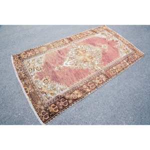 Tapis turc vintage classique marron Beige 3.7x6,7 pieds Patchwork Design laine avec support en latex pour salon chambre adolescent espace - Product Image 2