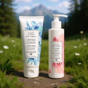 Set de Cuidado de la Piel para Viaje Lilaroze Paris, Crema de Manos con Extracto de Flor Alpina para Nutrición y Protección, Loción Corporal con Extracto de Rosa - Product Image 3