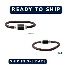 Bracelet unisexe en argent sterling 925 avec onyx noir naturel hexagonal |   Bijoux fins sur mesure OEM |   Quantité minimum de commande : 1 pièce - Product Image 3