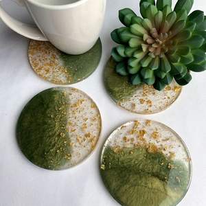 Ensemble de sous-verres faits à la main en résine naturelle petites assiettes de décoration de table bon marché napperons et tapis de restaurant - Product Image 2
