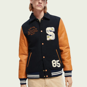 Chaquetas universitarias con logotipo personalizado para hombre, chaqueta de béisbol universitaria hecha en Pakistán con cuello levantado y bordado personalizado para hombre - Product Image 1