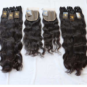 Paquets de cheveux crus alignés de cuticule de cheveux vierges indiens de qualité supérieure avec 4x4 13x4 Hd fermeture frontale paquet de cheveux humains brésiliens - Product Image 2