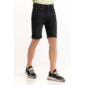 Short en jean basique taille haute MN-SHT-SS23-001 Anthracite avec délavage foncé - Product Image 3