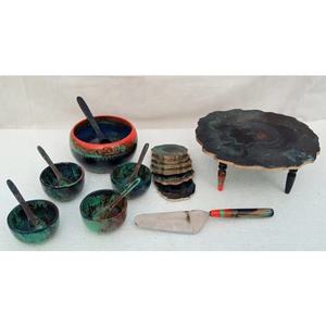 Ensemble de bols de service en résine orange Shad et vert solide ensemble de saladiers et cuillères créatifs de style arabe pour vaisselle de fête - Product Image 2