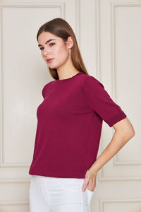 เสื้อถักแขนสั้นคอกลมสำหรับผู้หญิงเสื้อยืดระบายอากาศได้ดีมีสไตล์ใส่สบาย - Product Image 3