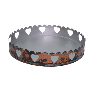 Vaisselle en fer plateau rond couleur oxydase grise plateau de service alimentaire pour Restaurant et décoration de table à la main - Product Image 6