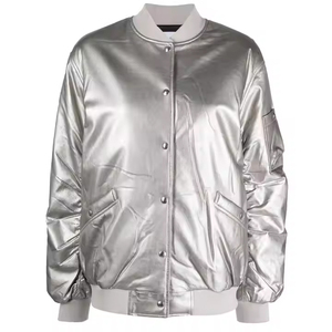 Chaqueta Varsity de Forro Polar de Alta Calidad para Mujer, Estilo Urbano, Nueva Colección de Invierno, Tejido Sólido de Algodón y Lana, Venta al Por Mayor de Fábrica - Product Image 6