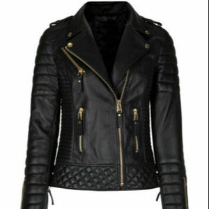 Chaqueta de motorista acolchada de piel sintética para mujer, chaqueta de piel sintética personalizada para primavera y otoño, Chaqueta corta ajustada a la moda para mujer - Product Image 1