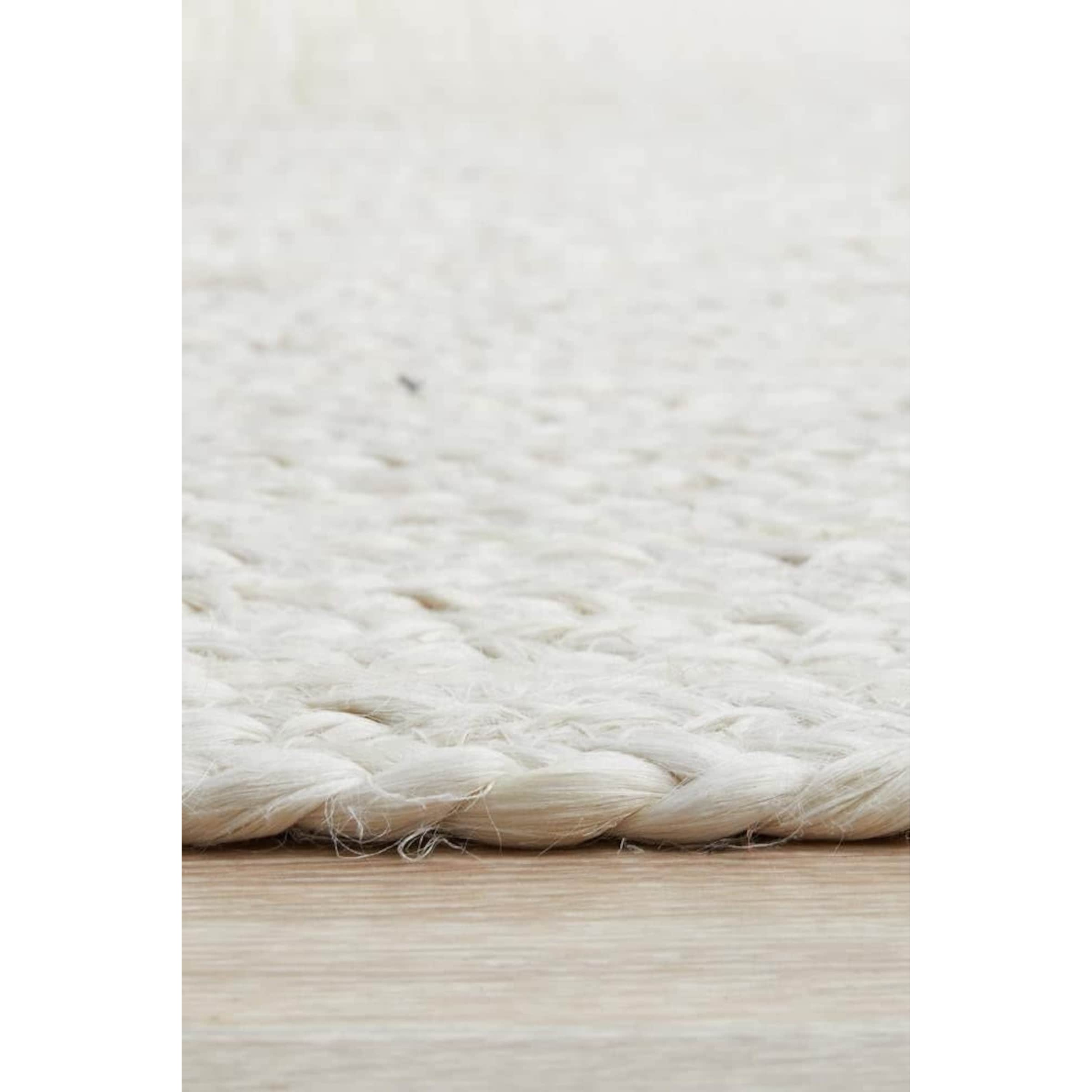 Luxury Off-White Jute Fiber Braided Area Rug