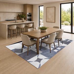 Tapis de salon en chenille gris argenté à motif design imprimé numériquement, lavable en machine, antidérapant - RUGS DEPOT LXDP-0549 (vente en gros) - Product Image 4