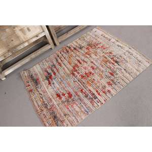 Alfombra Turca Vintage, Alfombra Pequeña de 2.9x4 pies, Alfombra Azul Kilim Abstracta - Product Image 3