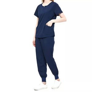 Ensemble de gommage pour femmes haut confortable à col en V et pantalon de jogging avec poches, ensemble de gommages de taille pour femmes - Product Image 2