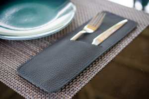 Porte-couverts en cuir de luxe pour restaurant Rouleau organisateur d'ustensiles réutilisable pour LYR-0005 de table à manger - Product Image 2