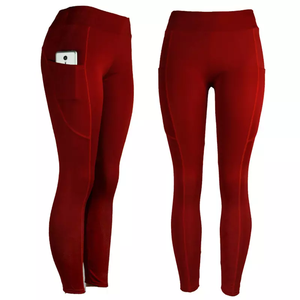 High Waisted Yoga <b>Leggings</b> With <b>Pockets</b> Full Length Solid Color Stretchy Fitness Pants For Women Seamless Elastic Waist Design - Product Image 2