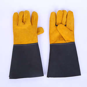Guantes de soldadura de cuero dividido de piel de vaca, resistentes al calor, a prueba de fuego, resistentes al desgaste, protección de Metal fundido de 12 pulgadas, amarillo - Product Image 5