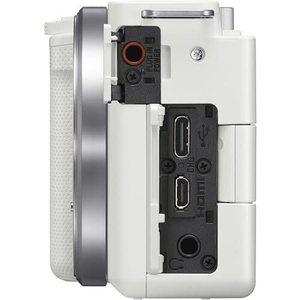 Appareil photo hybride blanc avec objectif 16-50 mm, pack complet incluant carte mémoire 128 Go, flash TTL et logiciel de montage pour équipement de diffusion en direct - Product Image 3