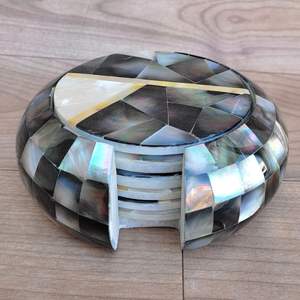 Vente en gros Ensemble moderne de 3 dessous de plat en bois de bambou écologique avec résine époxy Tapis de dessous de plat pour gobelet Tapis de dessous de verre en époxy bleu et bois d'acacia - Product Image 4