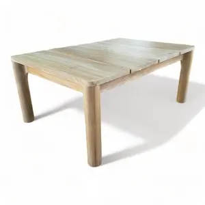 Mesa auxiliar rectangular de teca de lujo para muebles de exterior Juego de mesa de centro pequeña de patio de pizarra de madera sin terminar 60x45x45 cm