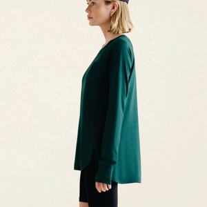 Camisetas de manga larga de alta calidad para mujer, camisetas casuales de algodón con cuello redondo holgadas hechas a medida para otoño ODM OEM de gran tamaño - Product Image 3