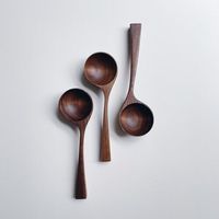 Ensemble de cuillères à mesurer en bois d'acacia personnalisées, à long manche, écologiques, durables, polies miroir, style américain, pour le café, vente en gros