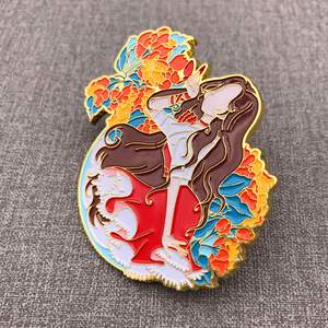 Badge personnalisé <span class=keywords><strong>Sexy</strong></span> fille dame métal noir faire paillettes épingles en émail dur - Product Image 3