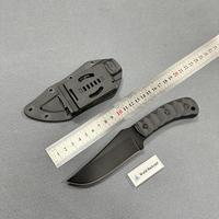 Couteau à lame fixe ZR14R avec manche en nylon rainuré, lame en titane CNC, couteau droit, brise-vitre, couteau tactique EDC de survie