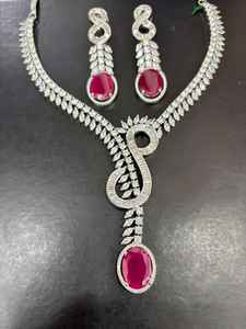 Collar de diamantes de circón CZ de lujo con pendientes, conjunto de joyas con aspecto de diamante americano para regalo de boda, fiesta elegante para mujer - Product Image 2