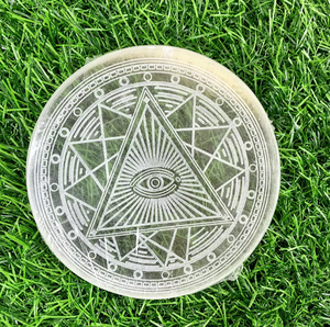 Placa de selenita grabada con fases de la luna Placa de carga de selenita de alta calidad al por mayor Natural a granel de gran oferta de la mejor calidad - Product Image 3