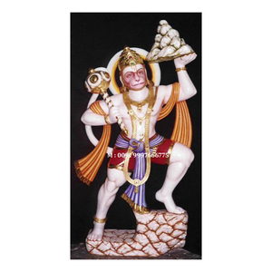 รูปปั้นฮานูมานหินอ่อนสีขาวอินเดียคุณภาพดีที่สุด งานแฮนด์เมด ผิวเรียบเนียนมันวาว เหมาะสำหรับตกแต่งบ้านและวัด - Product Image 1