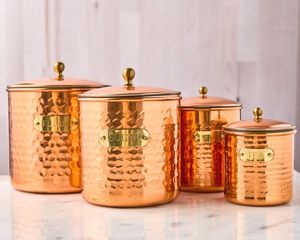 Charming <b>Copper</b> Canister Set With Warm Metallic Tone And Smooth Touch Providing An Earthy Appeal To Your <b>Kitchen</b> Setup - Product Image 3