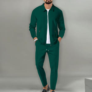 Men's Tracksuits <b>Set</b> Sport Two Piece Jacket <b>Set</b> Custom Logo Waffle Knit <b>Set</b> Long Sleeve <b>Lounge</b> Wear for Men - Product Image 4
