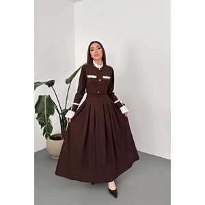 Vestido Casual Marrón con Detalle de Pliegues al Por Mayor - Product Image 6